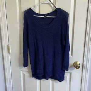Indigo Distressed Knit Sweater